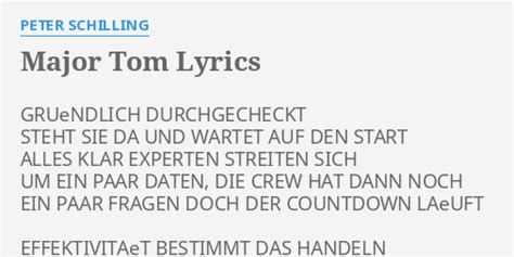 major tom lyrics deutsch